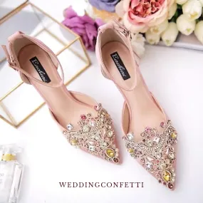 The Kloise Wedding Champagne Heels with Beadings