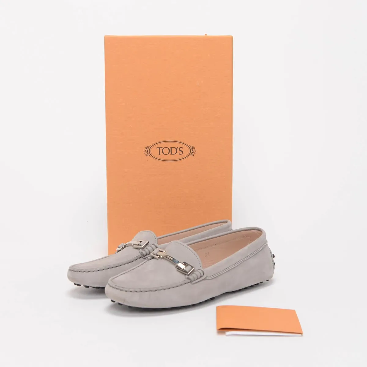 Tod's Grey Suede Gommini Moccasin Flats 34