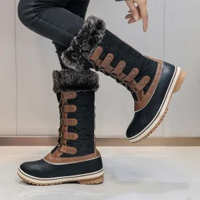 Women's Casual Lace Up Plush Flat Snow Boots 91148115S