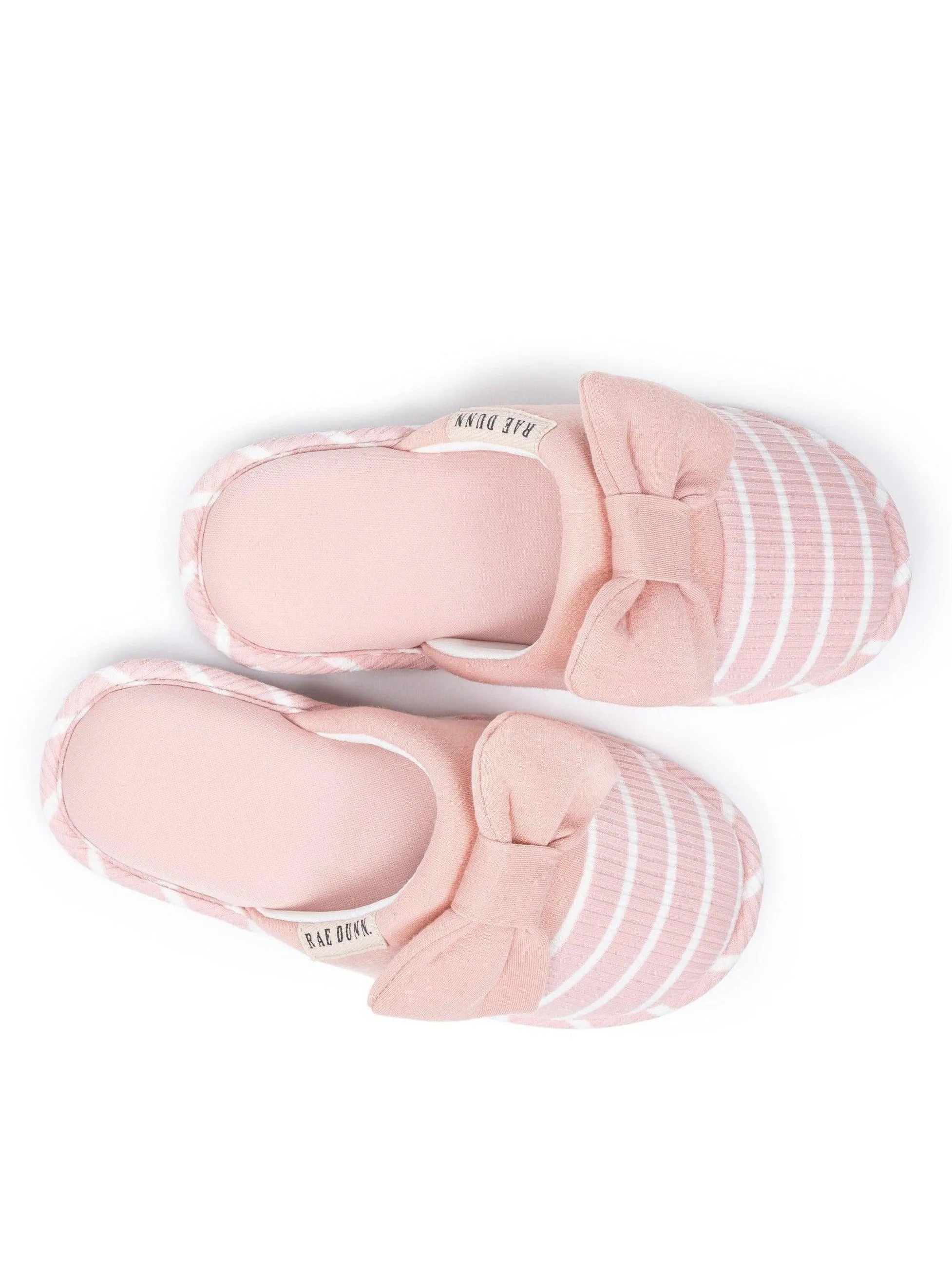 Women's Pink Striped Bow Slippers